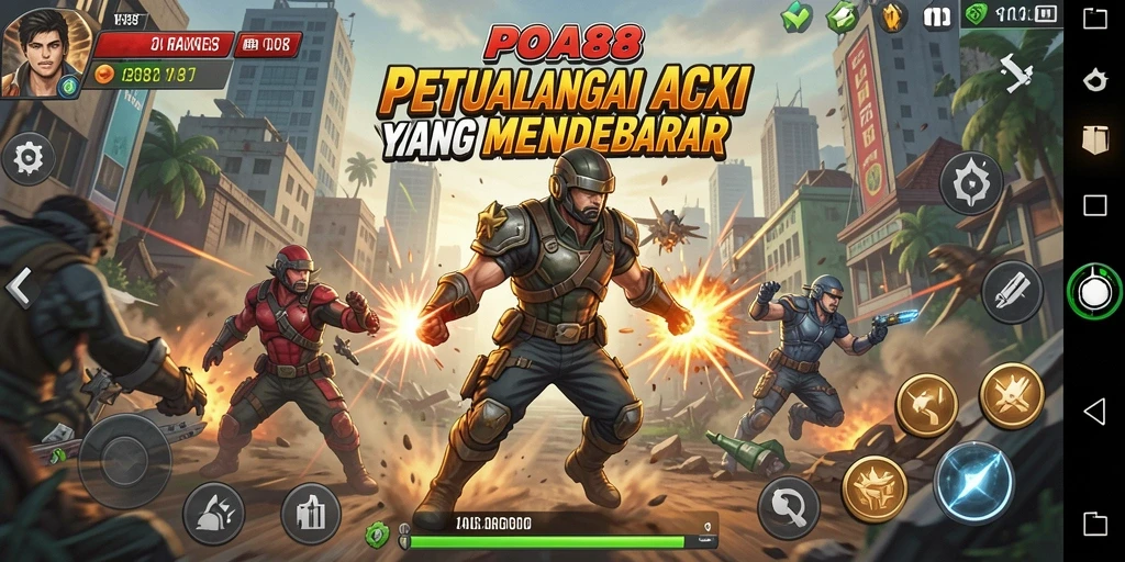 Screenshot gameplay POA88 menunjukkan pertempuran aksi yang intens.